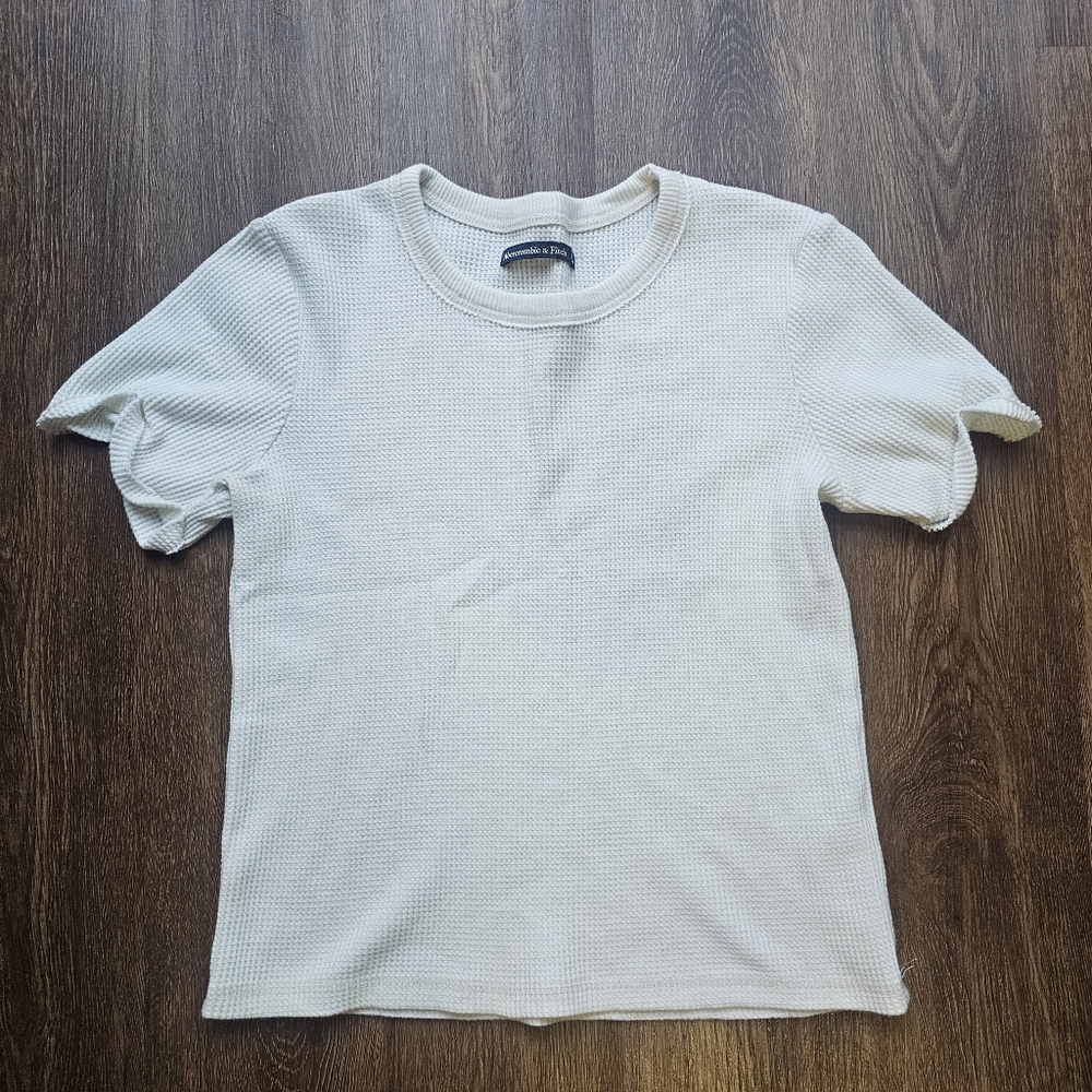Abercrombie & fitch short sleeve thermal white crop top S